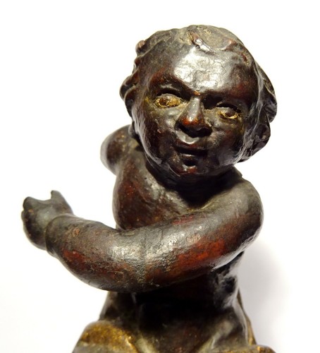 HOLZFIGUR GESCHNITZT - PUTTO 17. Jh. - BAROCK HOLZ GESCHNITZTE FIGUR - Bild 11 von 12