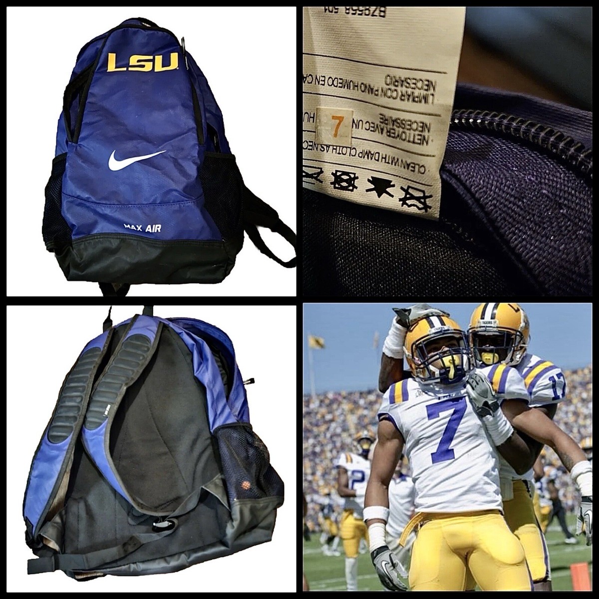 LSU Tigers Team Issued Player Nike Backpack Travel Bag Football #7 SEC
