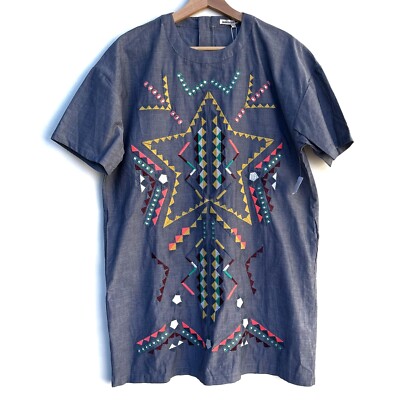 Little White Lies Festival Dress Chambray Embroidery Boho Womens Size XS