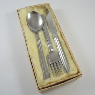 Vintage Swedish Gense Thebe Childs Cutlery Set Folke Arstrom 1944