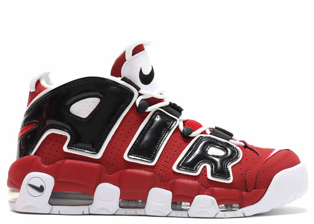 靴 Nike Air More Uptempo \"Varsity Red\" Nike Air More Uptempo '96 'Varsity Red & Black & White
