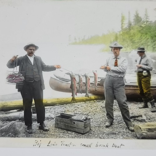 Fishermen w Canoe Trout Elgin Green Lea Gear Provincetown MA Magic Lantern Slide - Picture 2 of 11