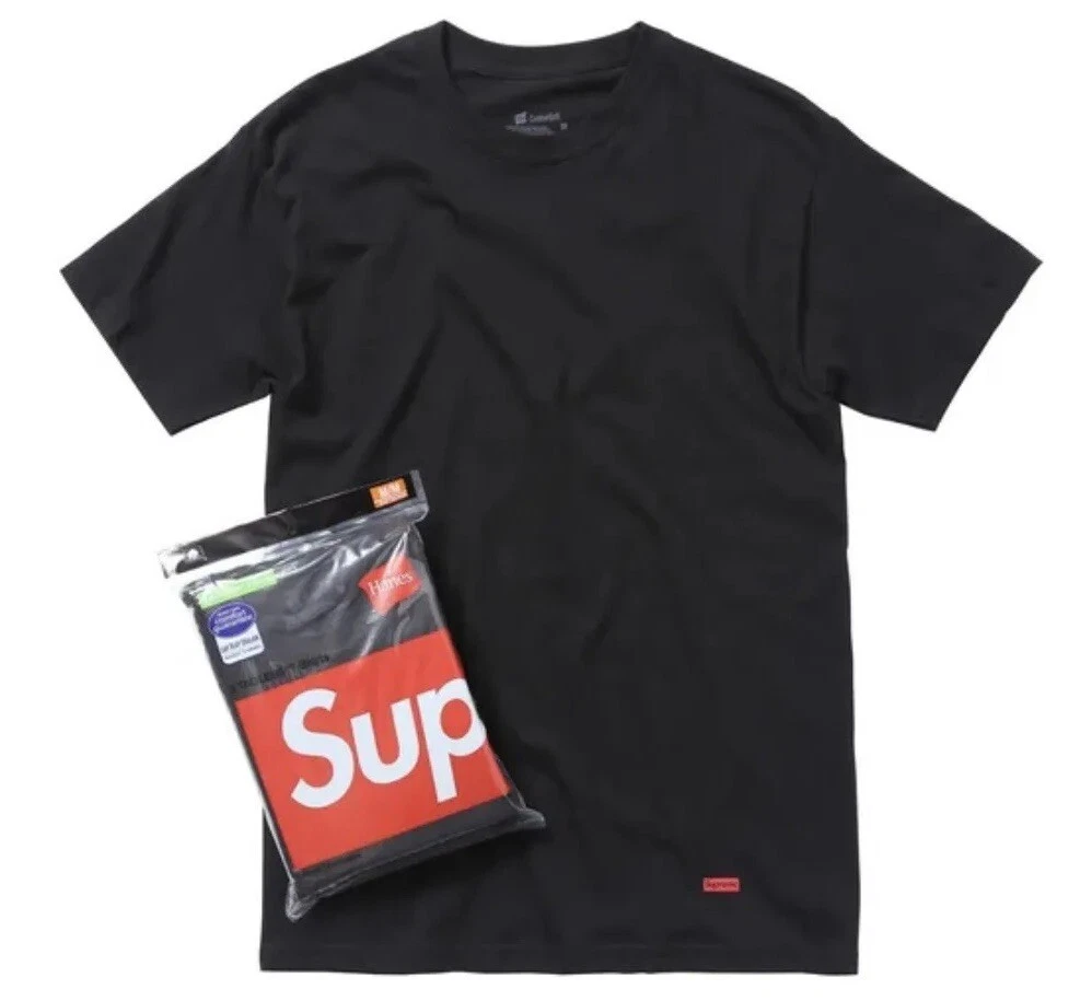 3 x Supreme Large Black Tee Shirt Red Box Logo   Brand New Sealed.