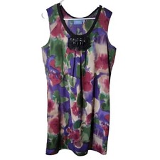 Simply Vera Wang Womens Watercolor Print  Washable Sleeveless Dress Size Medium