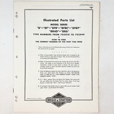 Vtg 1973 Briggs & Stratton Model 8 8F 8FB 8FC 8FBP 8R4D Illustrated Parts List