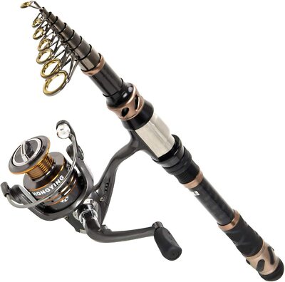 PLUSINNO Fishing Rod and Reel Combos Carbon Fiber Telescopic Fishing Rod 