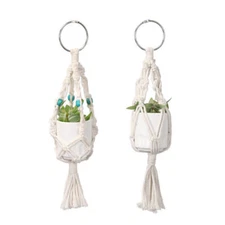 2pc Small Macrame Plant Hanger Rope Hanging Basket Planter Flower Pot Holder 13"