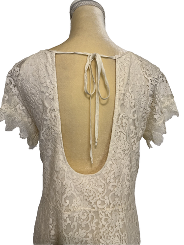 Vestido Free People Walking to the Sun Volantes Parte Inferior Encaje Crema Talla M - Imagen 8 de 12
