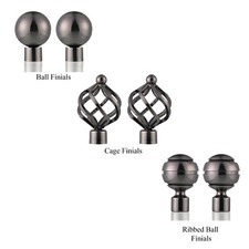 19mm Curtain Pole Ends Finials Pack Of 2 Adjustable Screws Available in Colours