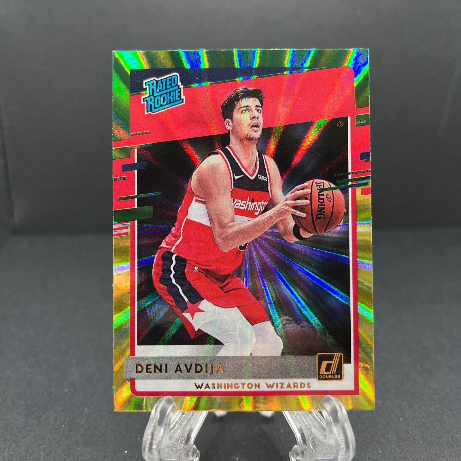 2020-21 Donruss Rated Rookies Green & Yellow Laser Deni Avdija Rookie #205