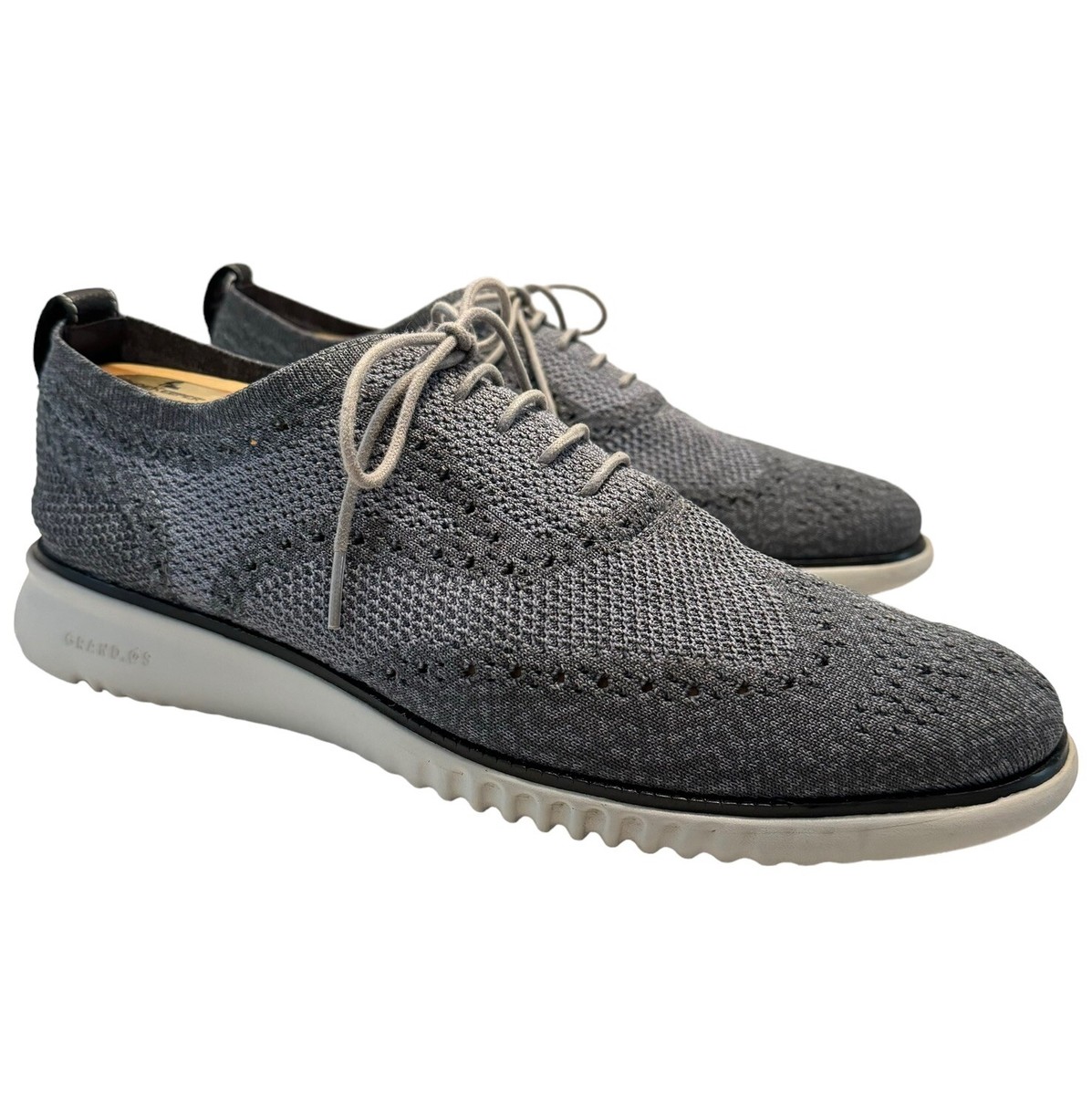 Cole Haan 2.Zerogrand Stitchlite Wingtip Oxfords Shoes Gray 