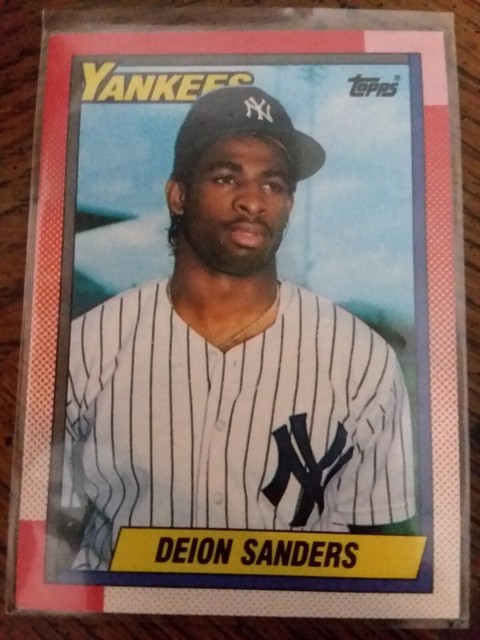 1990 TOPPS T 61 DEION SANDERS ROOKIE CARD YANKEES Prime Time Baseball 