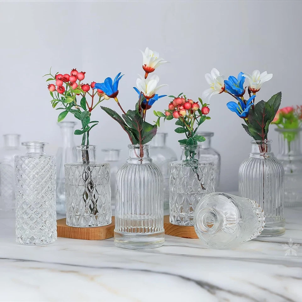Glass Bud Vase Set of 12 Small Flower Vases for Wedding Centerpiece Table Clear+ - Image 3 of 4