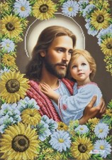 Jesus Christ Embroidery Kit DIY Stamped Bead Needlepoint Beadwork b735