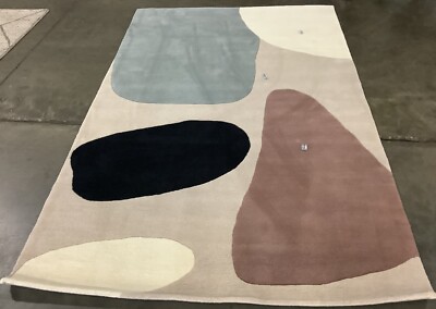 BEIGE / BLACK 5' X 8' Broken Thread Rug, Reduced Price 1172666271 FTV119B-5