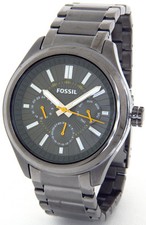 FOSSIL BQ1508 QUALIFIER GUN METAL STAINLESS STEEL CASE BRACELET CHRONOGRAPH RARE