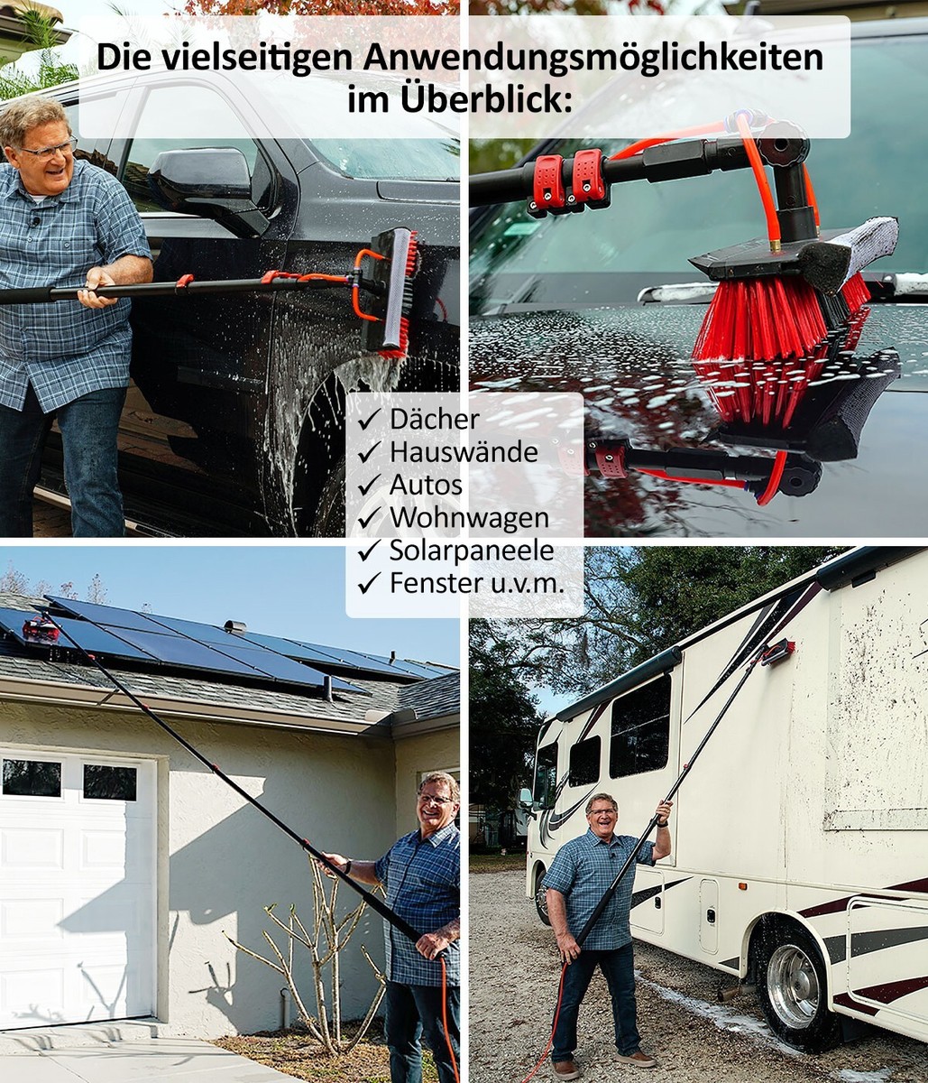 Teleskopstange Mit Bürste 3.6-10.8m - Fensterreinigung Mit Wasseranschluss