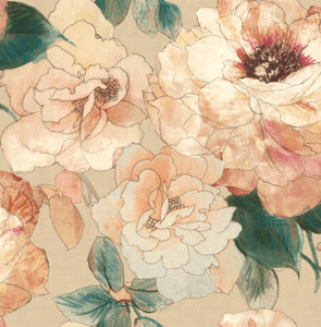 Details About Floral Wallpaper Blue Gold Peach Cream Pink Shimmer Gorgeous Blossom Samples Too