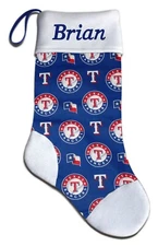 Personalized MLB Texas Rangers Baseball Christmas Stocking Embroidered
