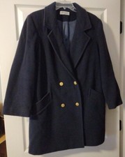 Forecaster of Boston Women's 7/8 Navy Blue Wool Pea Coat Made in U.S.A.