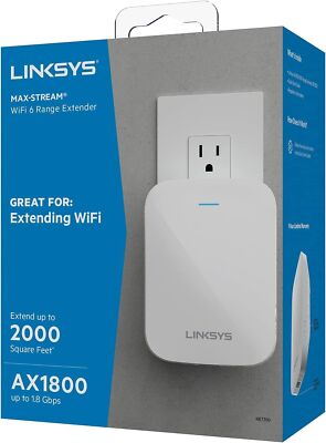Linksys AX1800 Max-Stream WiFi-6 Range Extender Dual Band Gigabit Port (RE7350) 
