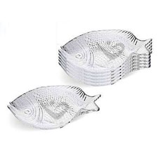 Fischplatte Servierplatte Fischteller Glas Teller Snackteller Marine
