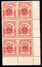 Labuan Crown. 1902. SG. 128a. $1. Corner block of Six. Claret & Orange.   MNH