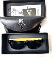 DUCO Polarized Walnut Wooden Sunglasses DC2141, black Lens, Bamboo Temple