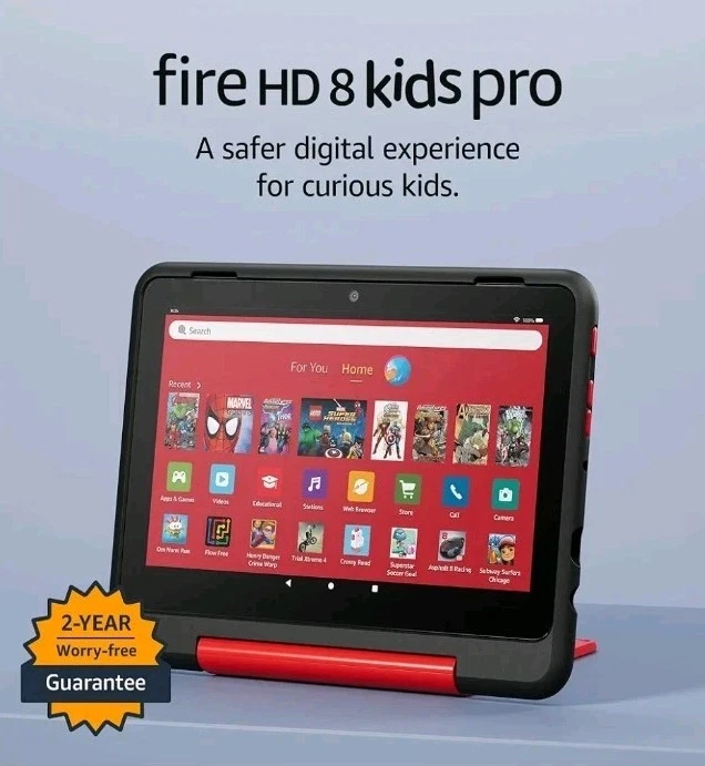 Amazon Fire HD 8 Kids Pro Tablet, 12th Gen, 2024, 32GB, Marvel Red ,New* Sealed - Image 2 of 2