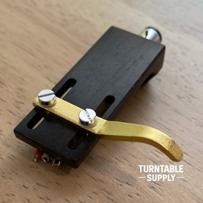 Ebony Wood Headshell SME Type Mount OFC / Silver / Crystal Lead Wires Gold Lift