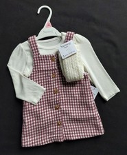 Set vestito 3 pezzi noce moscata bambina denti di cane a quadri 6-9 mesi