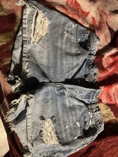 Distressed Denim Cutoff Shorts with Frayed Hem