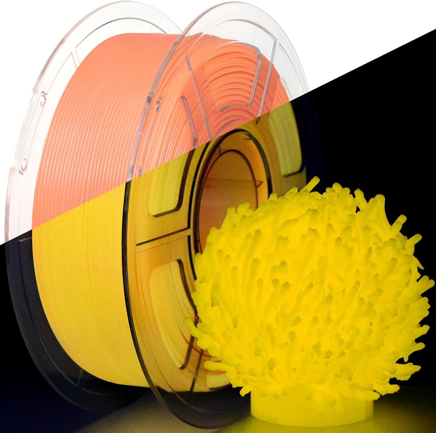 Luminous PETG Filament 1,75mm, Orange 1Kg, Glow in the Dark PETG 3D Drucker Fila