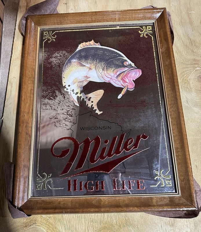 Miller High Life BASS Fish Mirror Sportsman Series First Edition Bar Sign Beer