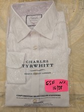 Charles Tyrwhitt Men's Shirt Extra Slim Fit Non-iron White Size 16/38