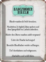 Blechschild 40X30 Cm Badezimmer Regeln HäNde Waschen Spruch Zitat Deko Geschenk
