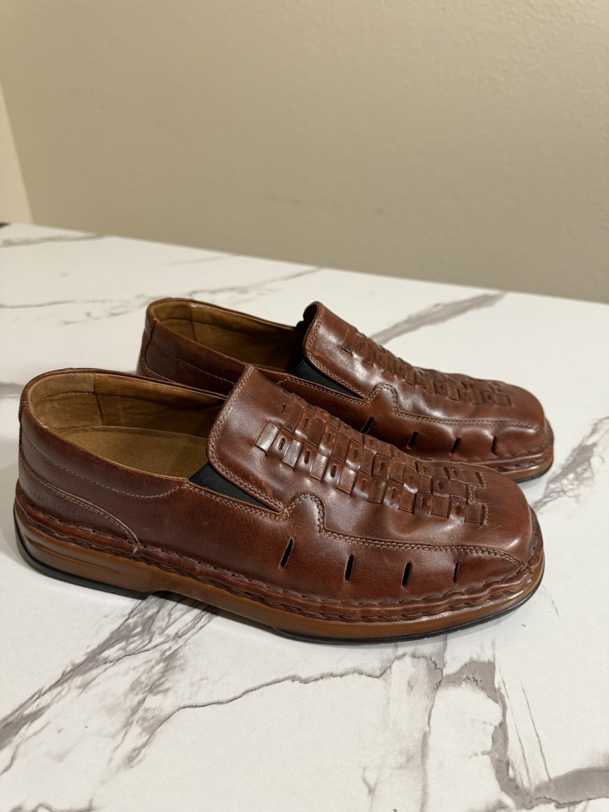 Josef Seibel Men's Leather Slip-On Loafers, Brown, Size US 7.5-8  EU 41