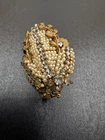 Vintage Miriam Haskell Brooch Golden with Pearl and Stones
