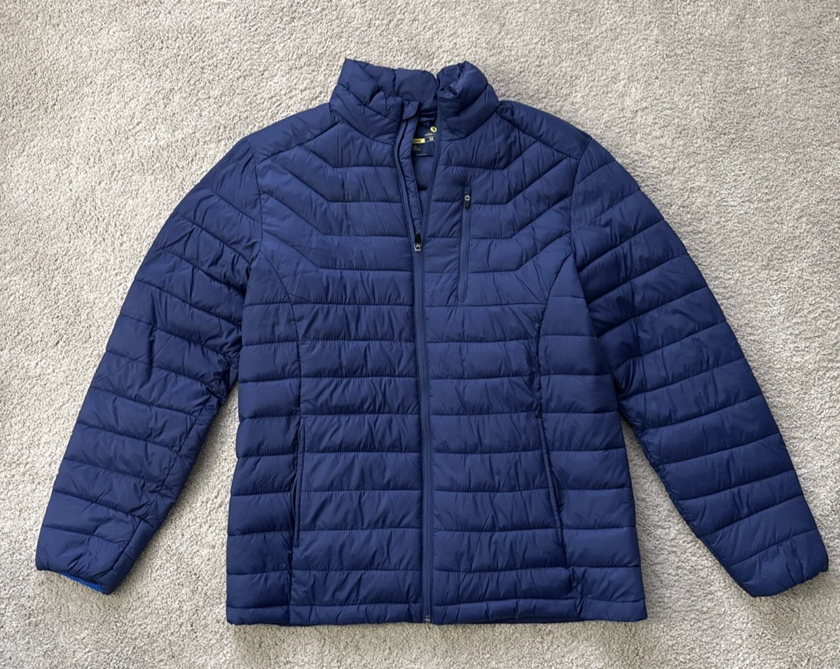 Xersion Packable Jacket Men’s Sz Medium Nylon Poly Full Zip Coat Blue