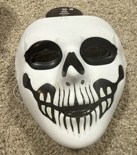 Black Bone Skull Plastic Mask Fancy Dress Up Halloween Adult Costume Accessory