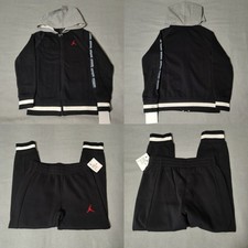 NIKE AIR JORDAN BOY'S 2 PC Full Zip BLACK HOODIE  JOGGERS SWEATPANTS Size 6