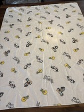 Warner Bros Baby Blanket Looney Tunes 1994 Vintage Flannel White Nursery Baby