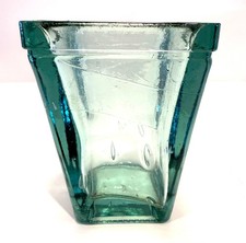 8Lbs 8" Vintage Seafoam Green Tapered Bubble Recycled Glass Vase Spain 5