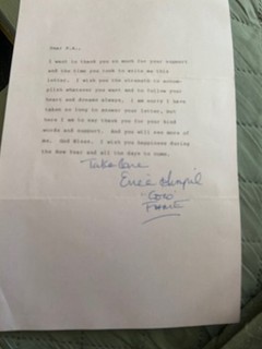Erica Gimpel signed letter Fame ER actor