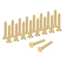 38Pcs Wood Screws, M2.5 x 16mm Brass Slotted Flat Head Self Tapping Screw