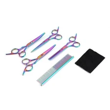 5 Pieces Stainless Steel Pet Trimmer Kit Dog Grooming Scissors Hairdressing S...