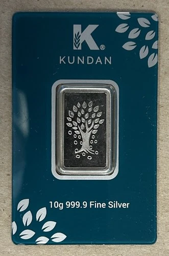 KUNDAN 10 GRAM .9999 FINE SILVER BAR IN CARD