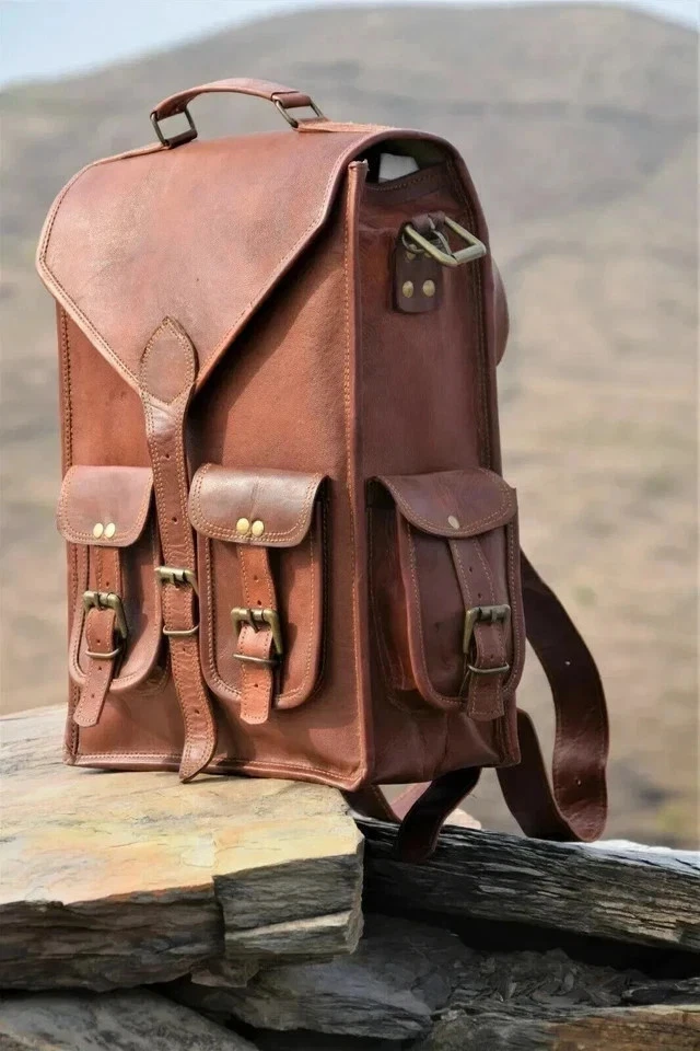 Leather Technology Bag Laptop Genuine Vintage Rucksack Messenger New Travel
