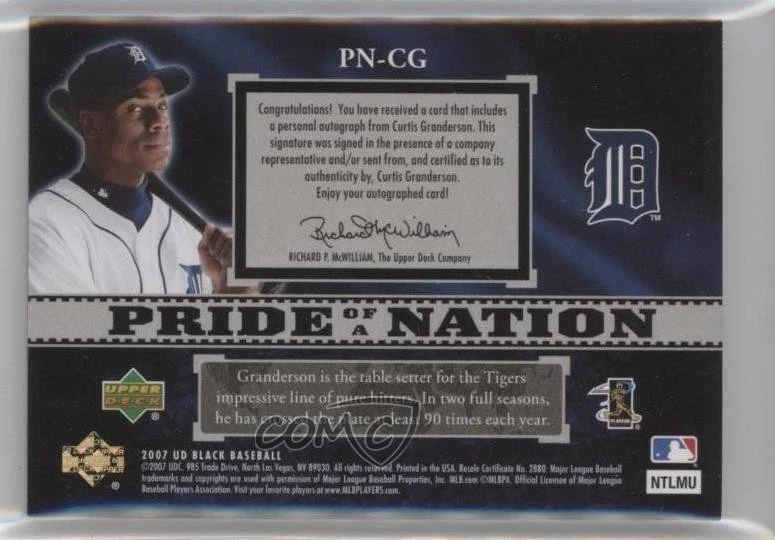 Upper Deck Black Pride of a Nation Veteran 2007/75 Curtis Granderson automático Foto 2 de 2