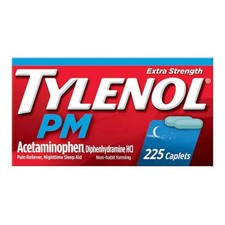 Tylenol PM Extra Strength Pain Relief Nighttime Sleep Aid 225 ct EXP 2027